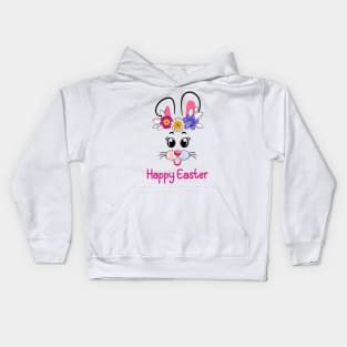 Funny Happy Easter Bunny Rabbit Face Easter Day Women Girls Kids Hoodie